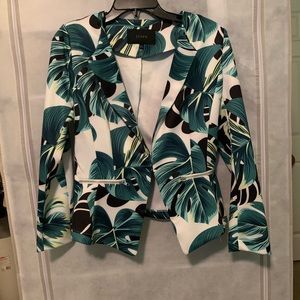 Summery palm leaf print blazer